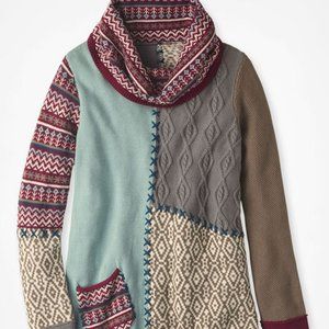 Coldwater Creek Patchwork Cowl Neck Sweater Size PS